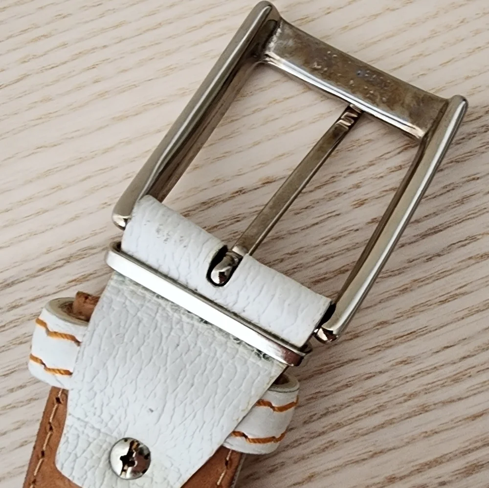Roger Ximenez White French Calf Leather Belt
